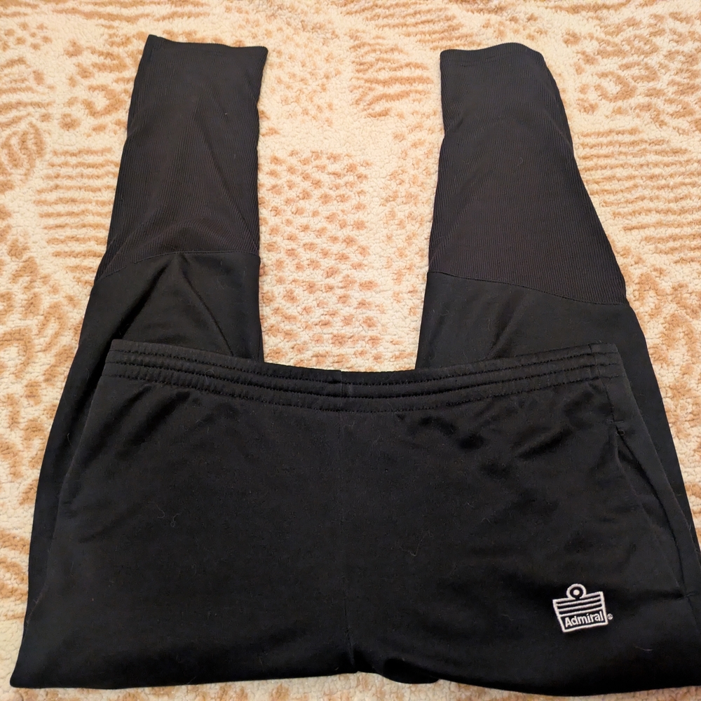 Vintage Admiral Athletics Track Pants Black Retro Joggers UK Sportswear